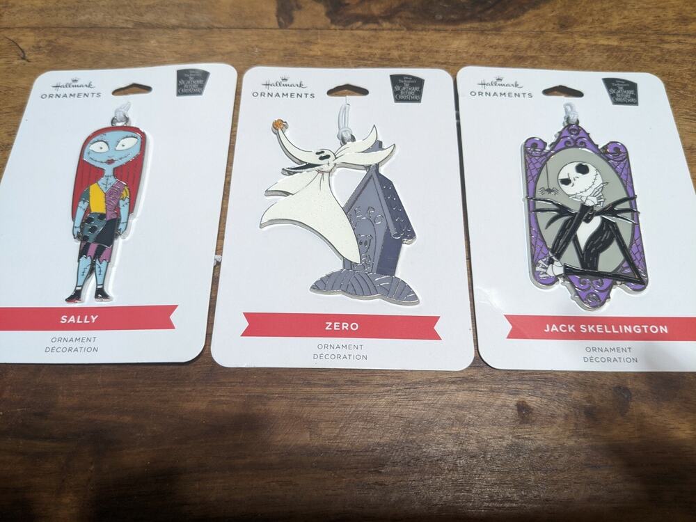 Hallmark Nightmare Before Christmas Flat Enamel Ornaments Lot of 3 New Jack Zero